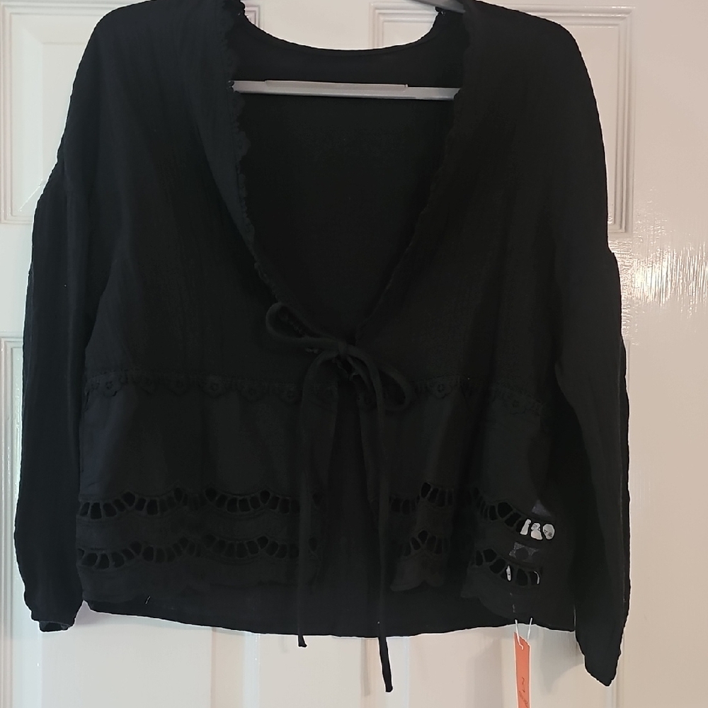 Black Tie-Front Cardigan